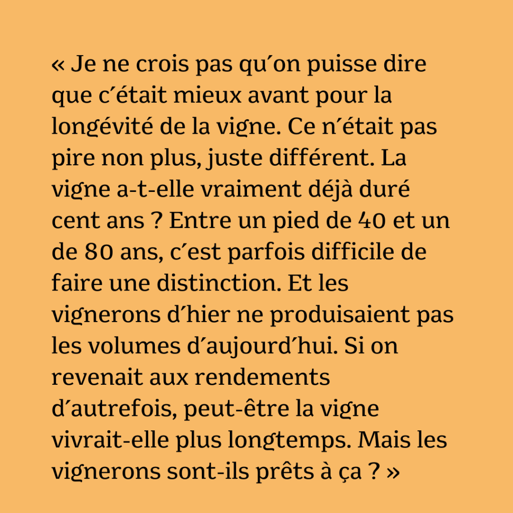 "Je ne crois pas qu'on puisse dire que c'était mieux avant pour la vigne. Ce n'était pas pire non plus, juste différent." Olivier Zekri